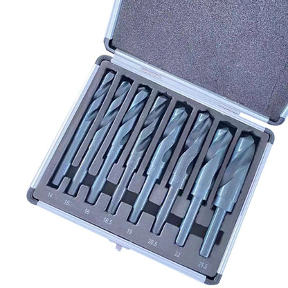 8-Piece Premium  Shank Silver and Deming Large Drill Bit Set in Aluminum Carry Case， mild steel, stainless steel