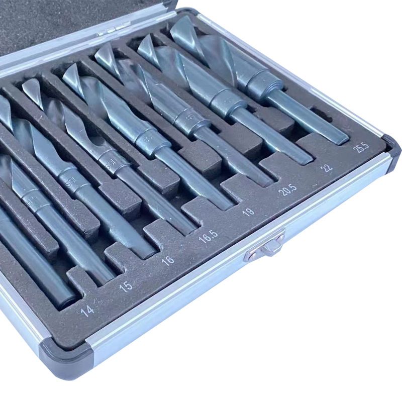 8-Piece Premium  Shank Silver and Deming Large Drill Bit Set in Aluminum Carry Case， mild steel, stainless steel