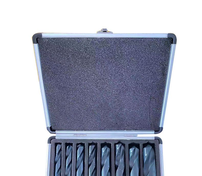 8-Piece Premium  Shank Silver and Deming Large Drill Bit Set in Aluminum Carry Case， mild steel, stainless steel