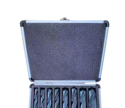 8-Piece Premium  Shank Silver and Deming Large Drill Bit Set in Aluminum Carry Case， mild steel, stainless steel
