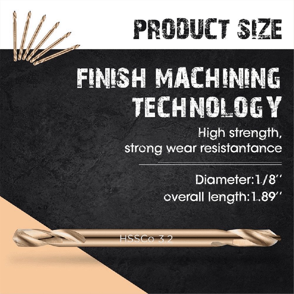 30Pcs 1/8In Cobalt Drill Bits Double End Drill Bits for Hardened Steel Cast Iron Wood Plastic Stainless Steel Drill Bit