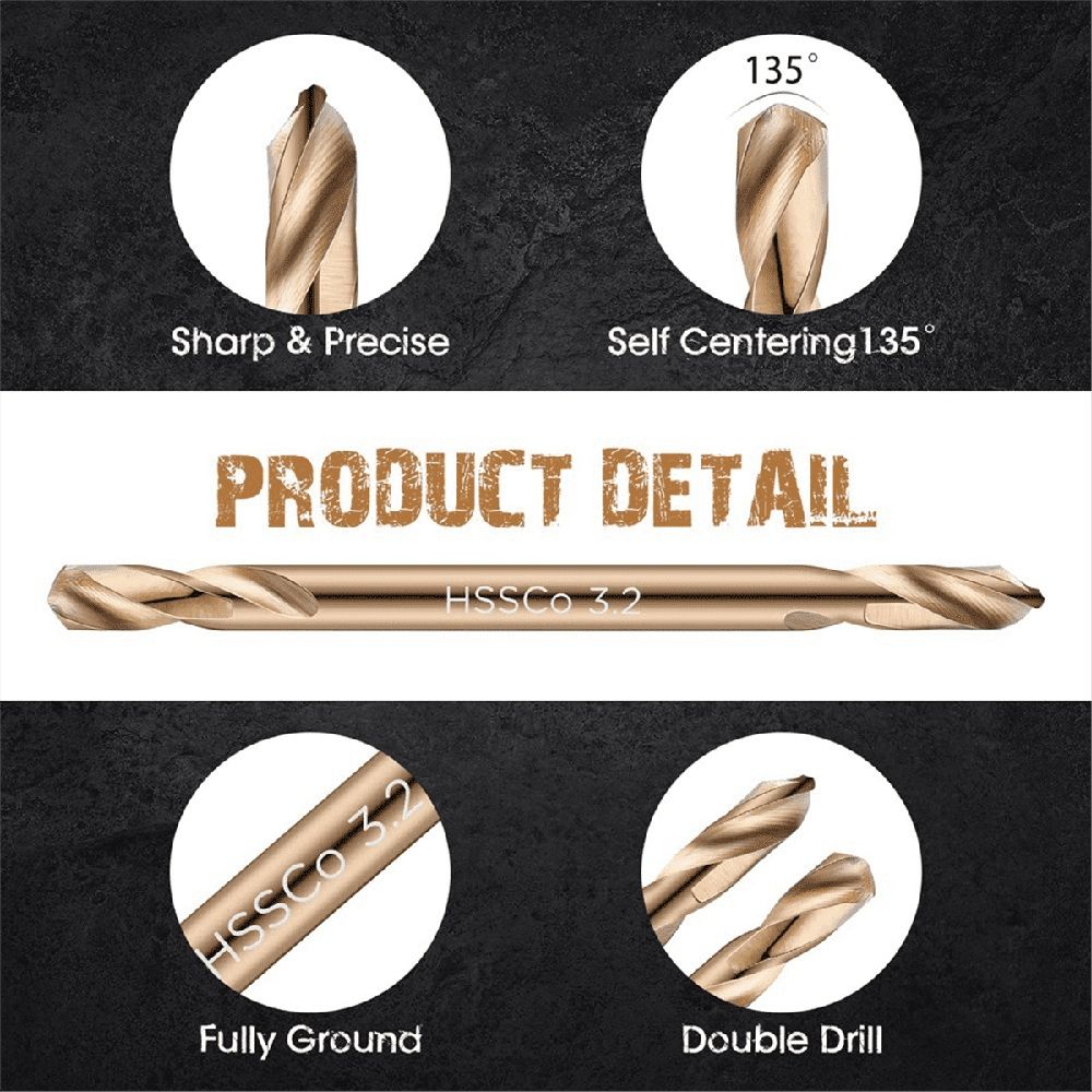 30Pcs 1/8In Cobalt Drill Bits Double End Drill Bits for Hardened Steel Cast Iron Wood Plastic Stainless Steel Drill Bit