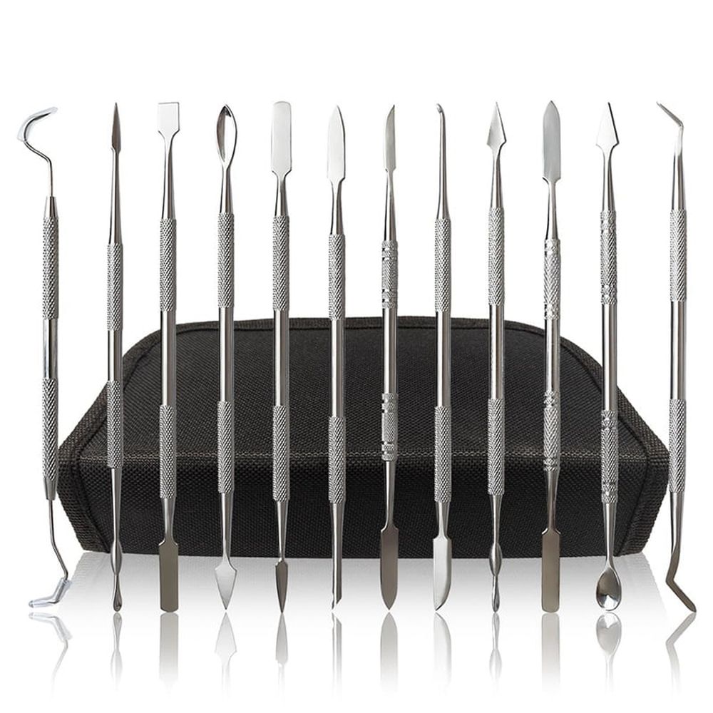 12-Piece Stainless Steel Wax Carving Tools Set, Waxing Instruments, Dual-Ended Sculpting Tools