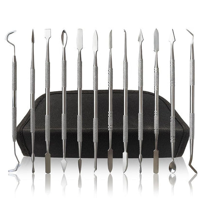 12-Piece Stainless Steel Wax Carving Tools Set, Waxing Instruments, Dual-Ended Sculpting Tools