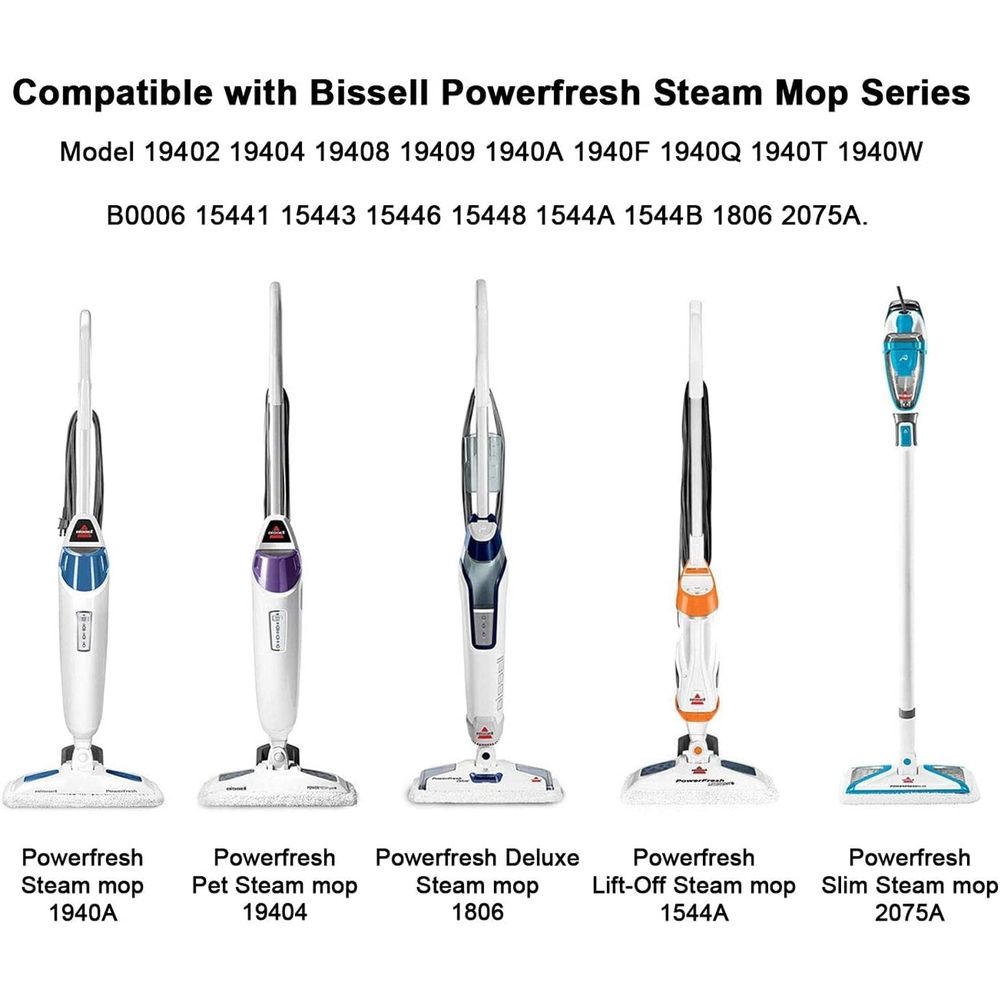 10 Pack Steam Mop Replacement Pads for Bissell Powerfresh Steam Mop 1940 1806 1544 1440 2075 2685A 2814 Series, Model 19402 19404 19408 19409 1940A 1940F 1940Q 1940T 1940W B0006 B0017 2075A