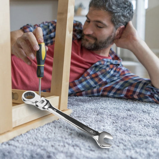 Flexible Ratcheting Wrench with Plated Steel, Ideal for Repairs in Tight and Hard-to-Reach Spaces