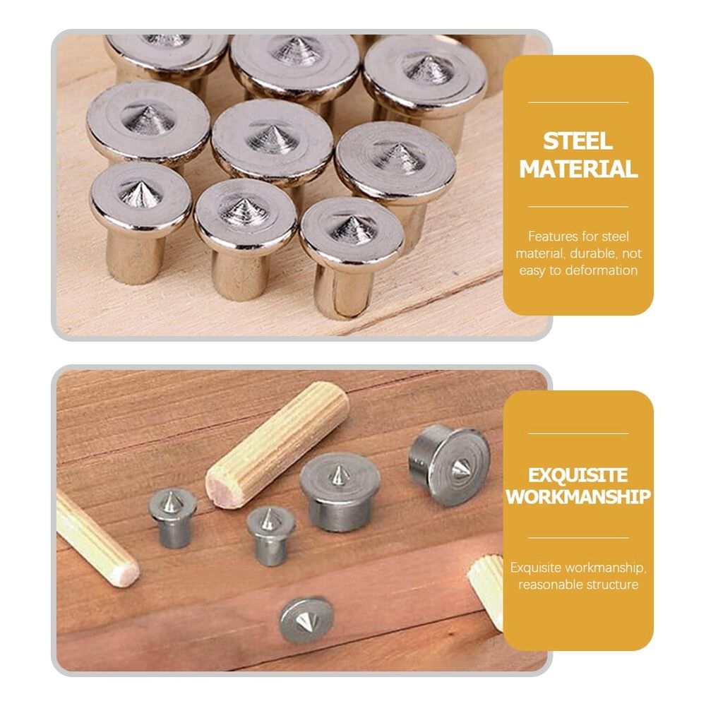 Plated Steel Dowel Centering Pins Woodworking Tool Set for Precise and Accurate Drilling