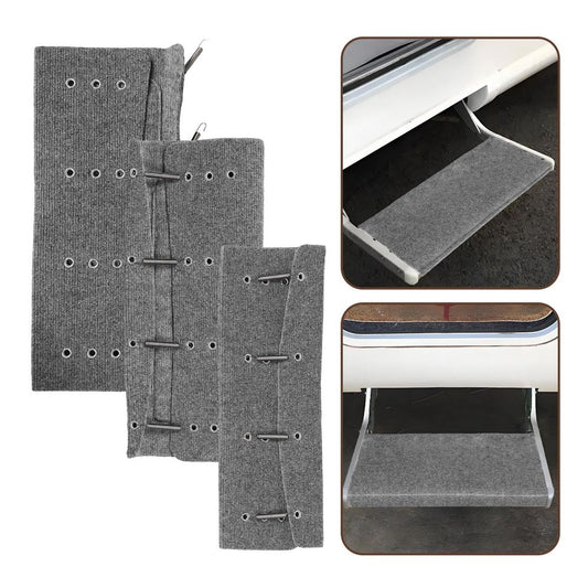 3-Pack Adjustable Grey RV Step Mats Non- Wide Camper Stair Covers for Easy Installation and Outdoor Use
