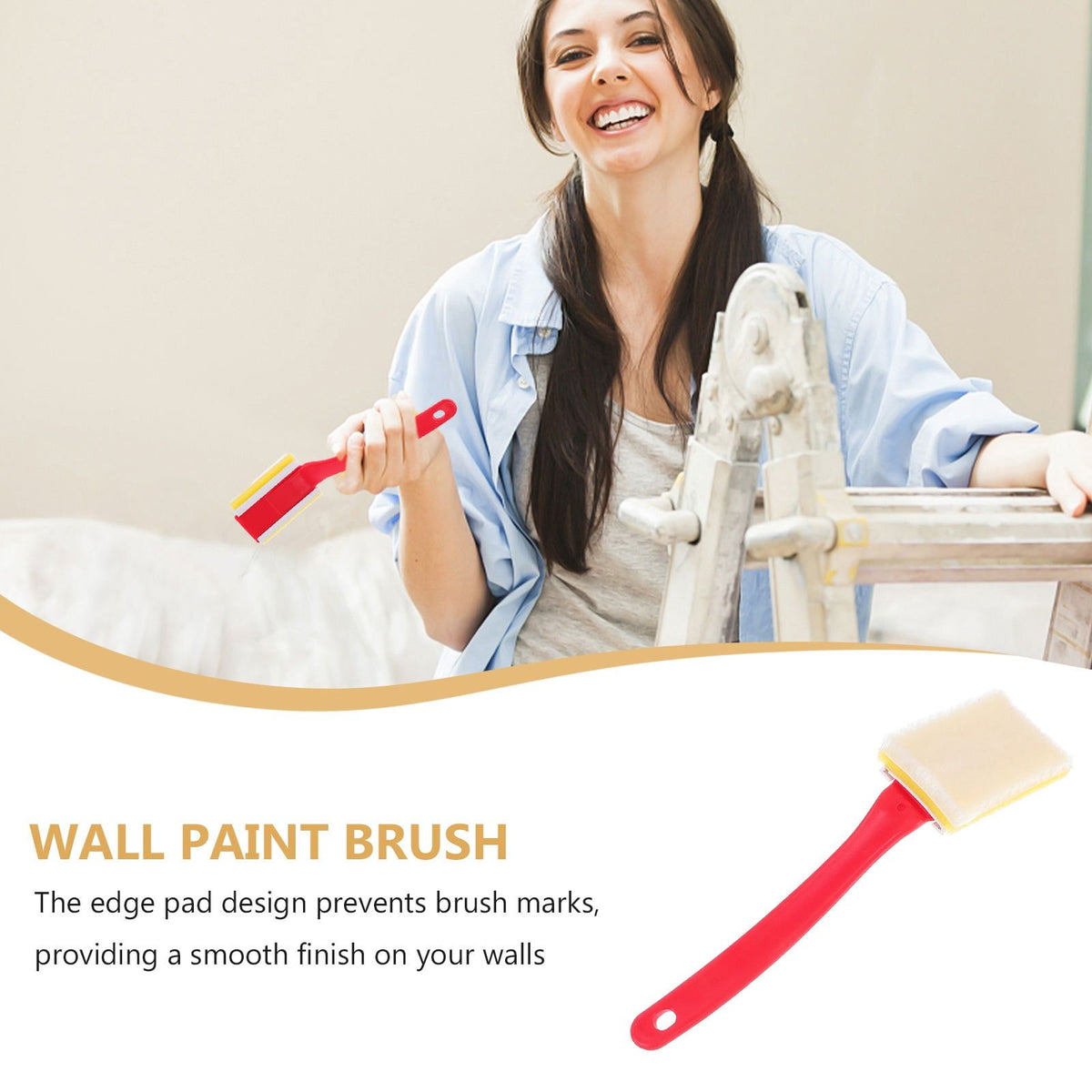 3Pcs Professional Wall Paint Edger Brush with Plastic Handle for Trim Edges