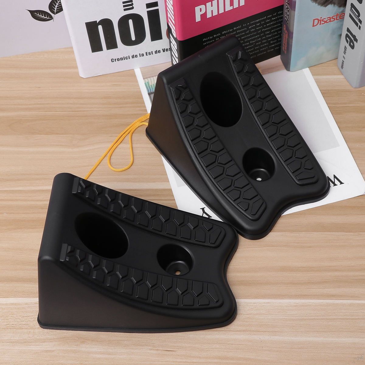 wheel chocks for rv trailer 2PCS Black Rubber Stop Block for Vehicle Stabilization