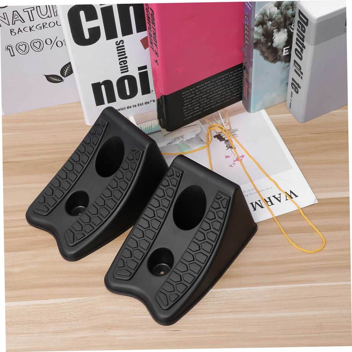 wheel chocks for rv trailer 2PCS Black Rubber Stop Block for Vehicle Stabilization