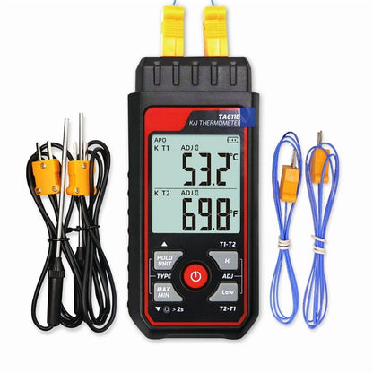 Digital Thermocouple Thermometer Dual-Channel K/J Type Thermometer-328-2501℉ WideRange Industrial HVAC Temperature Meter