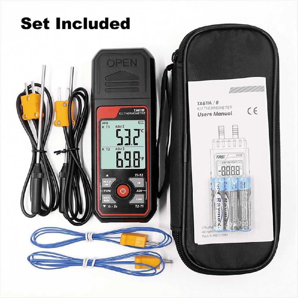 Digital Thermocouple Thermometer Dual-Channel K/J Type Thermometer-328-2501℉ WideRange Industrial HVAC Temperature Meter