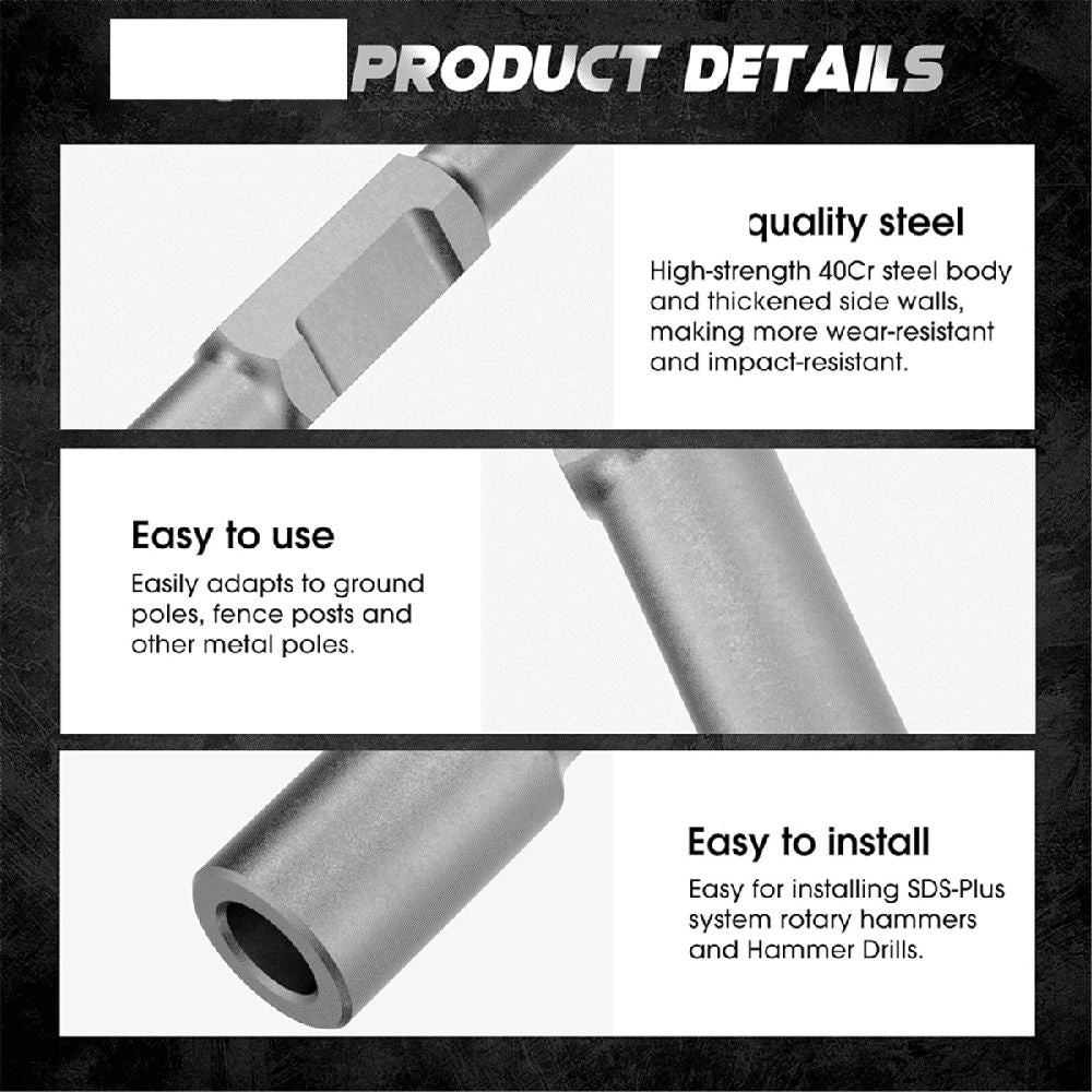 Hex Shank Ground Rod Driver for Jack Hammer,Hammer Drill Ground Rod Driver Bit,for 1-3/16 Inch Hex-Shank,1 pcs Hex Shank Ground Rod Driver,Silver