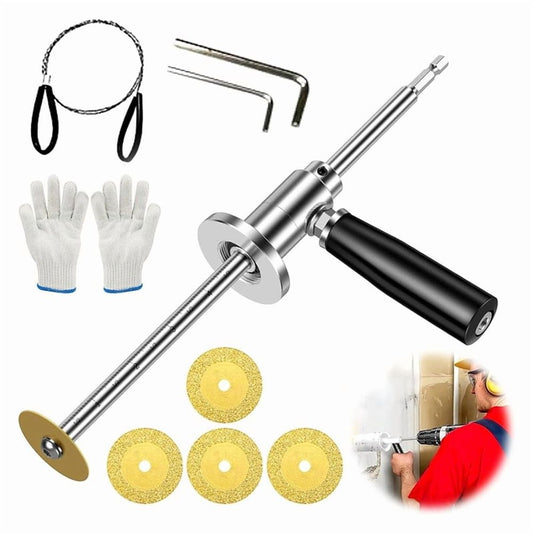 Inside Pipe Cutter for PVC Pipe, PVC Cutter Tool Set with Adjustable Depth Gauge with 5PCS Blades, Internal Pipe Cutter,1 x guide bar 1 x handle 5 x saw blades 1 pair x gloves 1 x jigsaw,As Shown