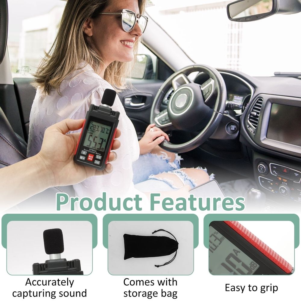 Digital Decibel Meter High Precision Sound Level Reader Noise Volume Measure Device with LCD Backlit Battery Operated Decibel Reader Record for Noise Control