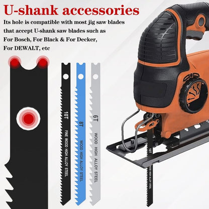 25pcs Jig Saw Blade Set 6T 8T 10T High Carbon Steel Assorted Saw Blades with U-shank Sharp Fast Cut Down Jigsaw Blade Woodworking Tool for Wood Metal Plastic Cutting