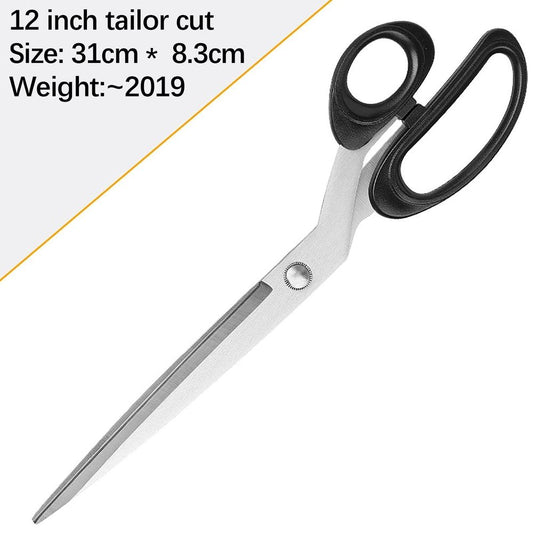 Large Scissors for Fabric and Leather Cutting | Stainless Steel Blades with Plastic Handle | Multi-Purpose Household Office Craft Sewing Tool | Heavy Duty Sharp Scissors for Paper, Rope, Packaging