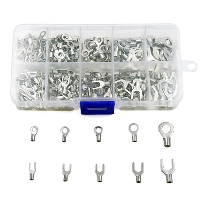 320 Pcs 10 In 1 Small Ring Fork Terminals Tinned Brass Non-Insulated Electrical Wire Connectors Assortment Kit