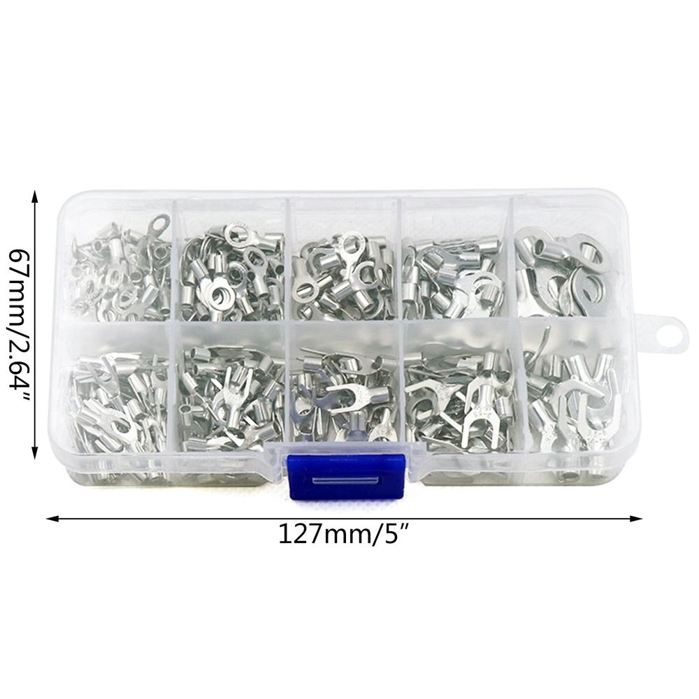 320 Pcs 10 In 1 Small Ring Fork Terminals Tinned Brass Non-Insulated Electrical Wire Connectors Assortment Kit