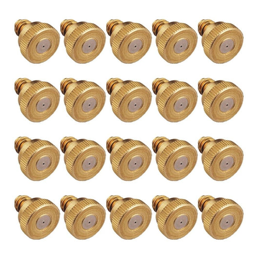 Pack of 20 Brass Misting Nozzles Heavy Duty 0.5mm Orifice With O Rings for Outdoor Cooling Systems Dust Control Gardens
