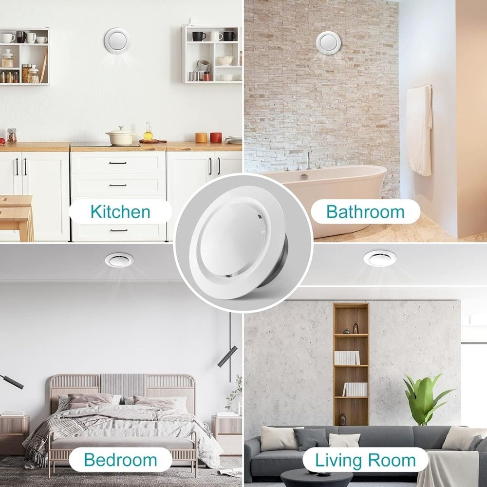 Adjustable 6Inch Round Vent Cover Adjustable Exhaust Vent Ducting Ventilation Grilles for Ceiling Wall Airflow Control