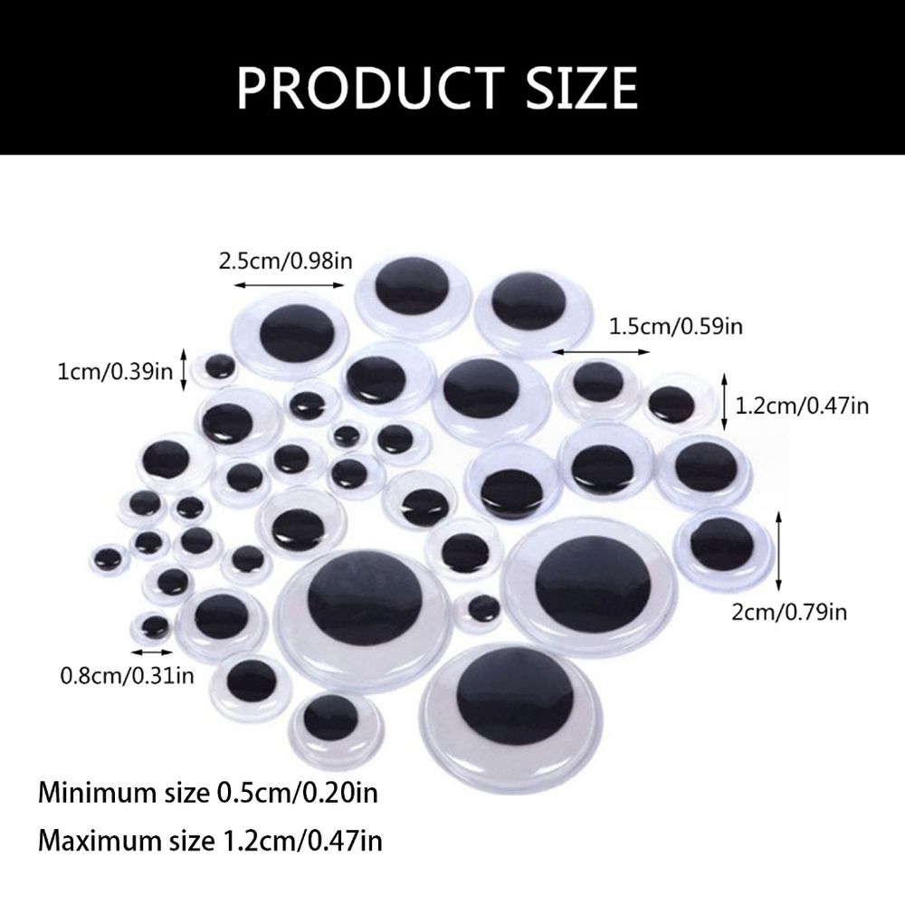 200Pieces Wiggle Googly Eyes with Adhesive Assorted Size Plastic Wobbly Eyes for DIY Scrapbooking Crafts