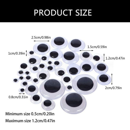200Pieces Wiggle Googly Eyes with Adhesive Assorted Size Plastic Wobbly Eyes for DIY Scrapbooking Crafts