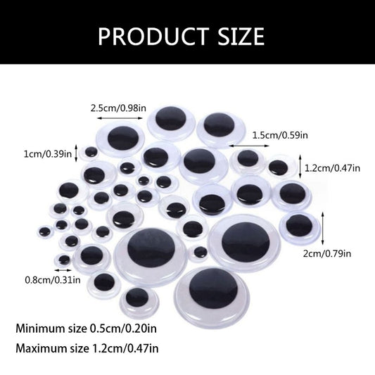 200Pieces Wiggle Googly Eyes with Adhesive Assorted Size Plastic Wobbly Eyes for DIY Scrapbooking Crafts