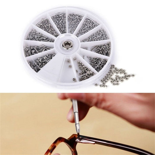 Small Screws Assortment Kit, 1000pcs Miniature Screws 12 Types Screws Assortment with Nut Bolt Organizer for Watches Glassess, 1 Set, Multisize