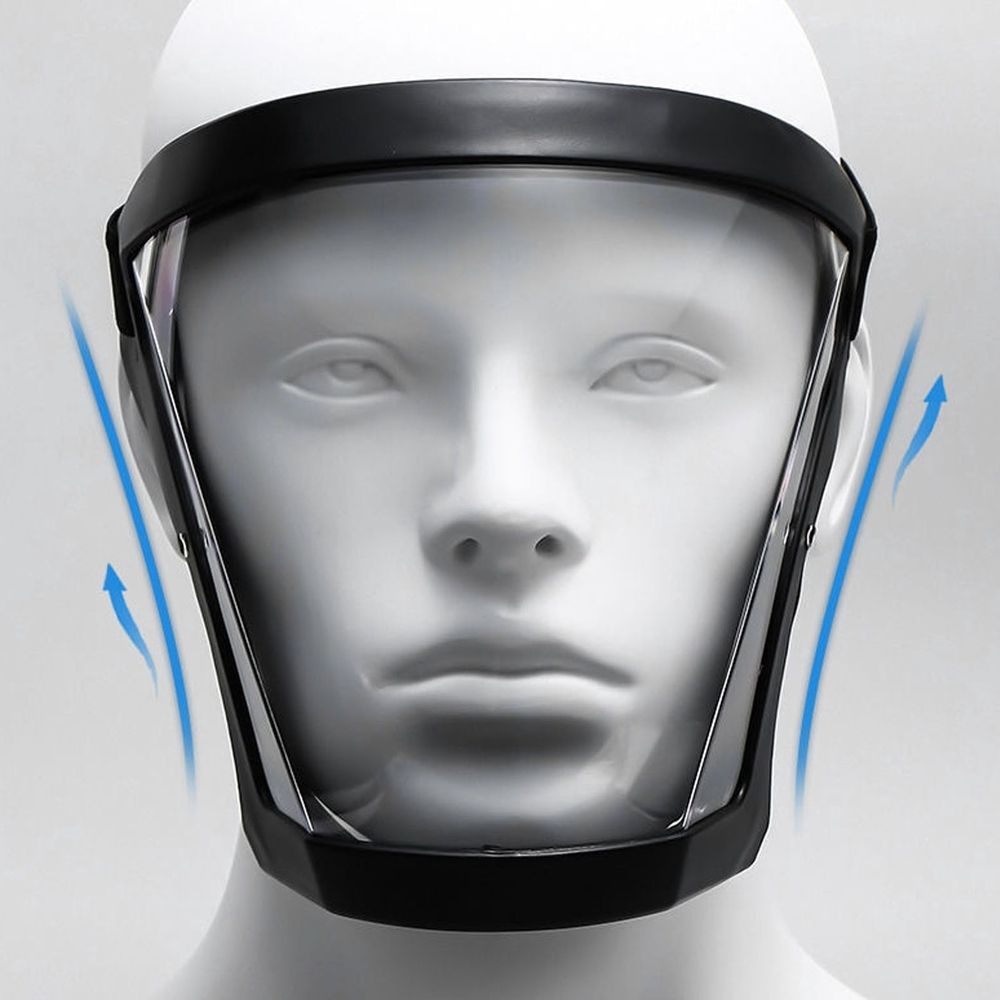 Protective Face Shield, Transparent Reusable Visor, Anti-Fog Plastic Shield, Lightweight Guard with Elastic Band and Filter, Universal Safety Cover for Daily Protection,Black