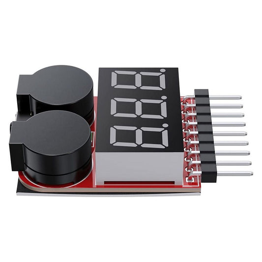 5PCS 2 In1 1-8 Battery Voltage Tester, RC Low Voltage Buzzer Alarm, Battery Monitor Checker Tester for Lipo/Li-Ion