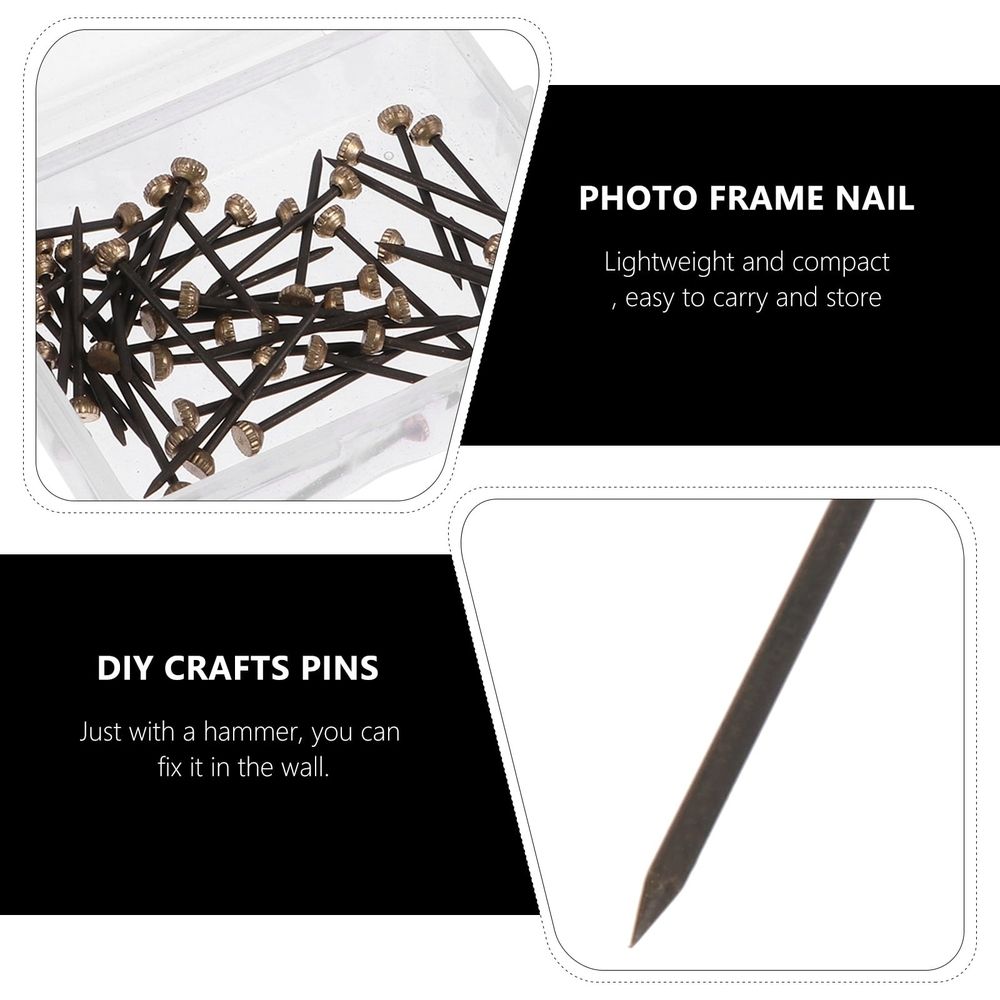 Black Alloy Nails 60 Pieces Compact Size for Photo Frames, Crafts, and Projects