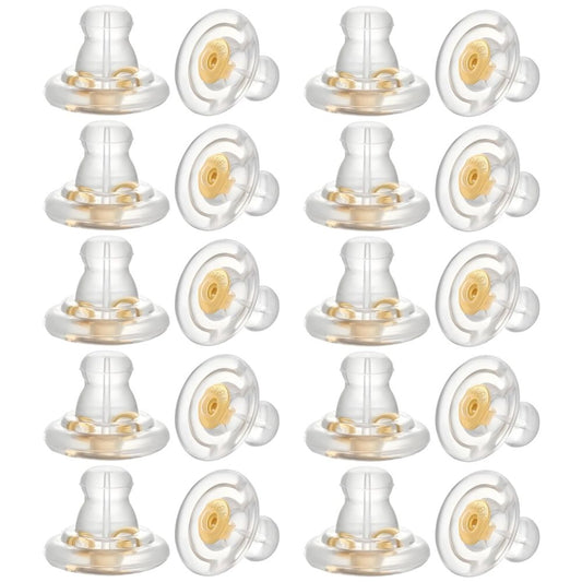 10 Pairs Silicone Earring Backs, 18K Gold Transparent Earring Backs Replacements for Heavy Earrings, Hypoallergenic and Comfortable