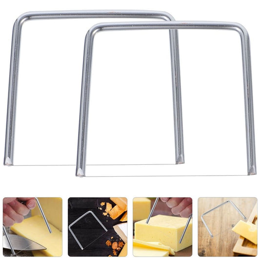 2Pcs Golden Stainless Steel Wire Cheese Cutter with Ergonomic Handle for Home and Hotel Use