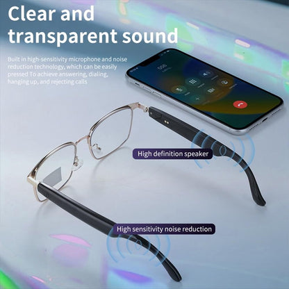 Smart Glasses Bluetooth Audio Sunglasses for Men Women with Dual Stereo Speakers, Open Ear Music &HD Calling, Touch &Voice Assistant, UV Protection——Gold
