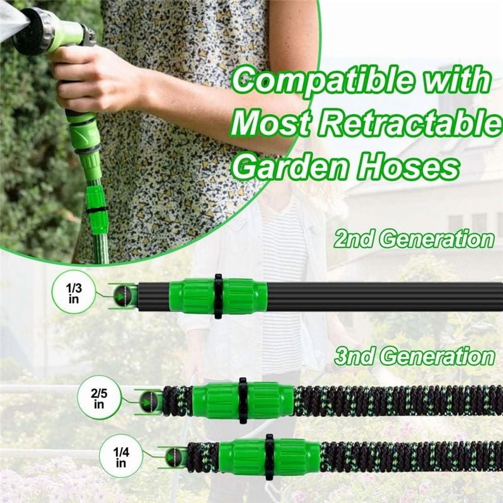 Expandable Garden Hose Repair Kit,10PC Dual-Channel Female Male Connectors Pockets for 3/4In 5/8In