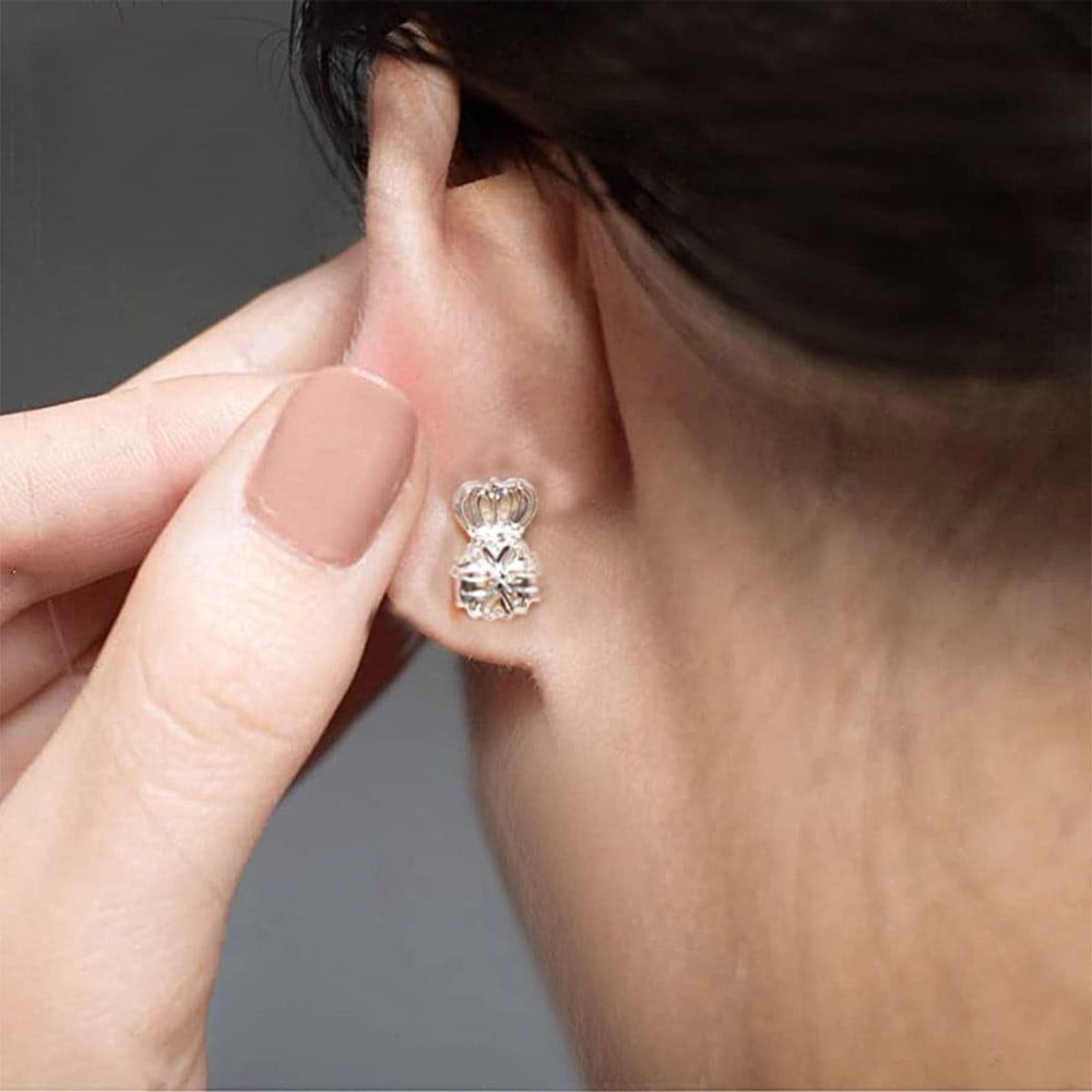 3 Pairs Earring Lifters,Hypoallergenic Earring Backs For Droopy Ears,Adjustable Crown Earring Backs For Heavy Earring