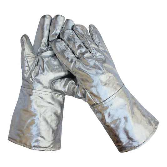 2 Pairs Welding Gloves High Temperature Aluminum Foil Heat Resistant Feature for Industrial Furnace and Home Use