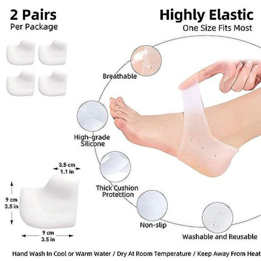 4Pcs Silicone Heel Protectors for Shoes Prevent Blisters,Cracked Heels Soft Gel Cushion Cups,Ankle Sleeves,Pads,Rubber Guards for Men&Women