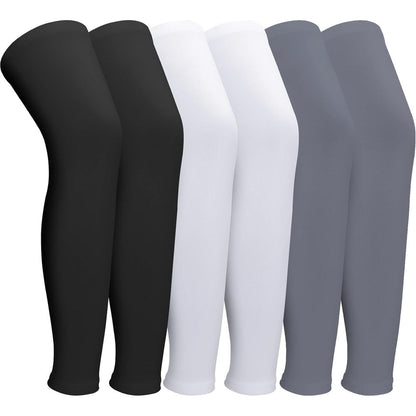 3 Pairs Leg Sleeves,Full Length Leg Compression Sleeve,Sports Leg Knee Sleeve with Anti Slip Silicone Strips,UV Protect Long Leg Sleeves for Men Women Basketball Football Running