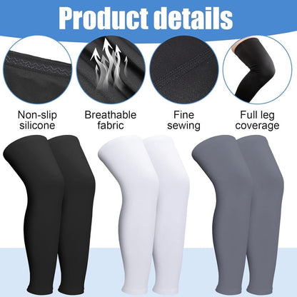 3 Pairs Leg Sleeves,Full Length Leg Compression Sleeve,Sports Leg Knee Sleeve with Anti Slip Silicone Strips,UV Protect Long Leg Sleeves for Men Women Basketball Football Running