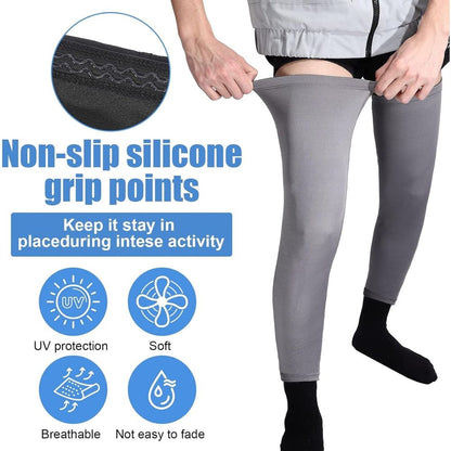 3 Pairs Leg Sleeves,Full Length Leg Compression Sleeve,Sports Leg Knee Sleeve with Anti Slip Silicone Strips,UV Protect Long Leg Sleeves for Men Women Basketball Football Running