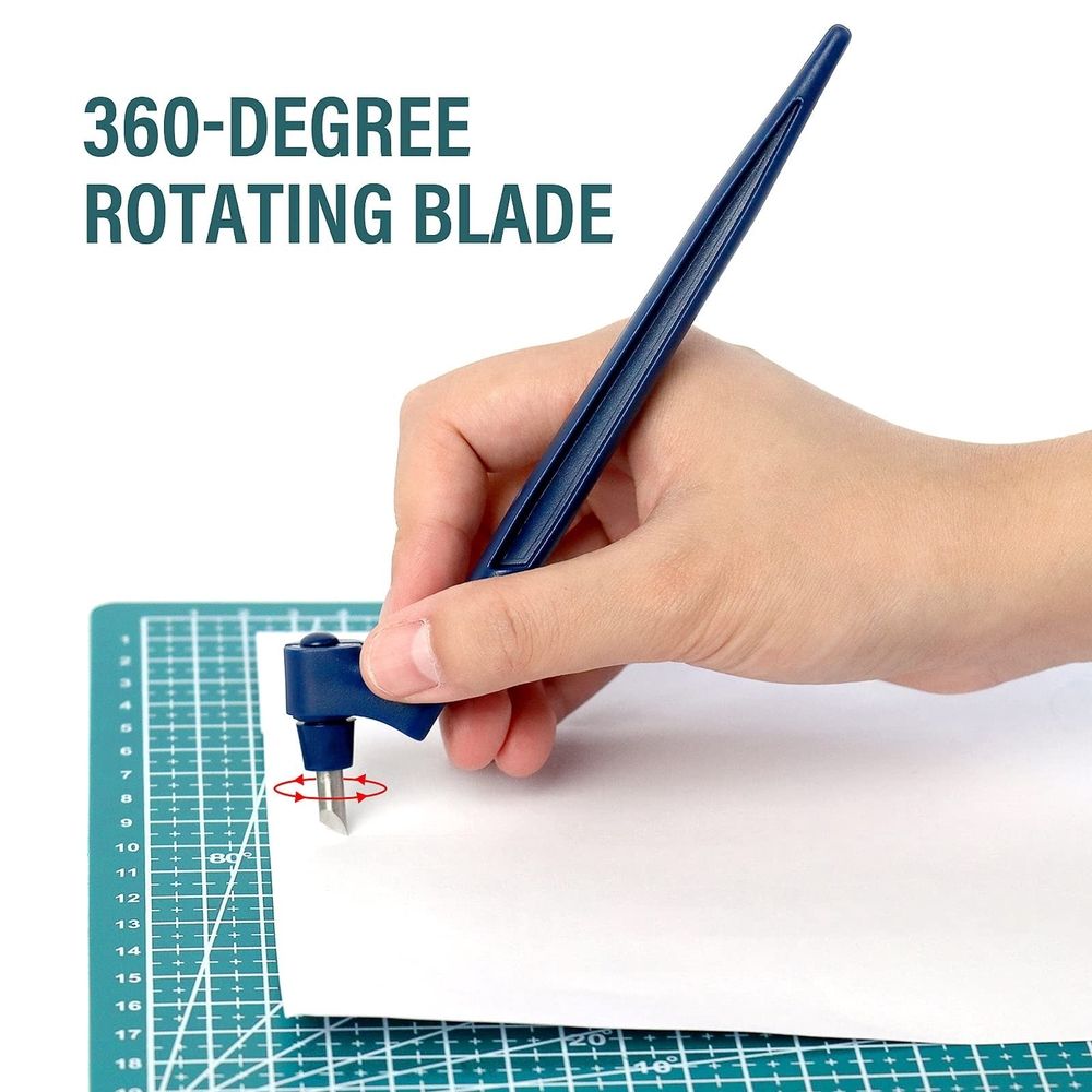 .Craft Cutting Tools Pen 360 Rotating Cutting Stainless Steel Craft Handheld Paper Cutting Tool With 3 Cutter Heads For Craft