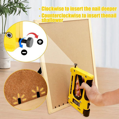 Nail Stapler for Woodworking Furniture Heavy Duty Construction Picture Frame Staple Metal Hand Tool Nailing Equipment