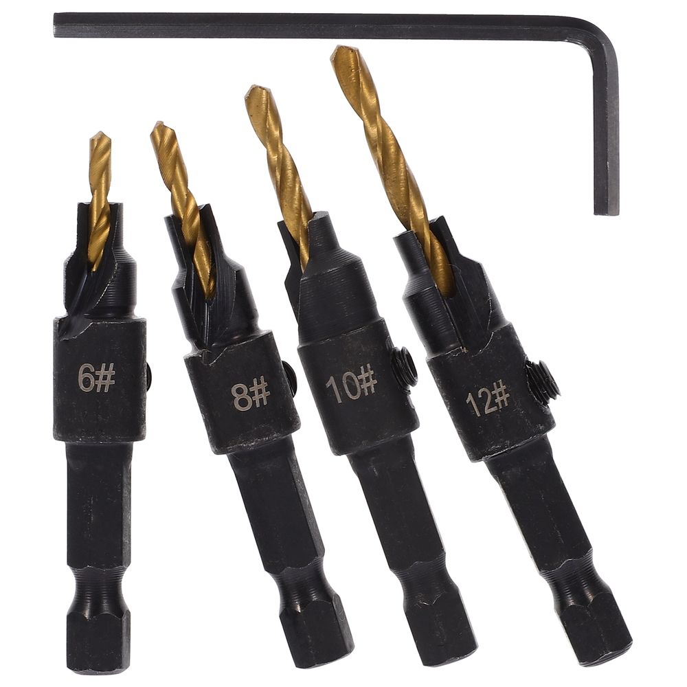 Heat Treated Golden Woodworking Drill Bit Splitter Set for Precise and Efficient Wood Drilling Tasks