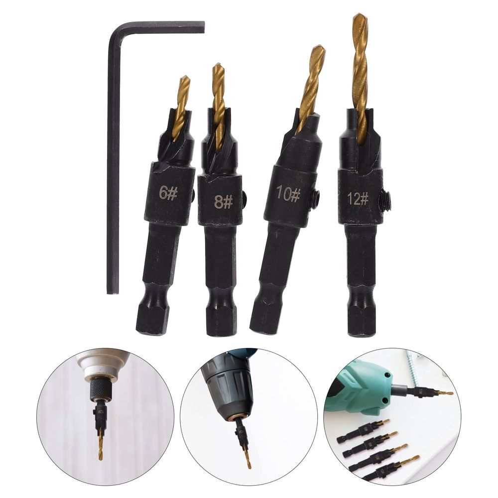 Heat Treated Golden Woodworking Drill Bit Splitter Set for Precise and Efficient Wood Drilling Tasks