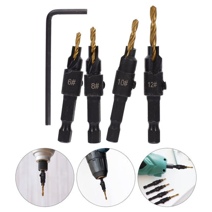 Heat Treated Golden Woodworking Drill Bit Splitter Set for Precise and Efficient Wood Drilling Tasks