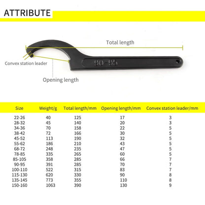 Special Spanner Wrench for Water Meter with Hook Repair Tool Square Black 22MM-160MM