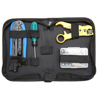 Compression Tool Coax Cable Crimper Kit Adjustable RG6 Coaxial Cable Stripper
